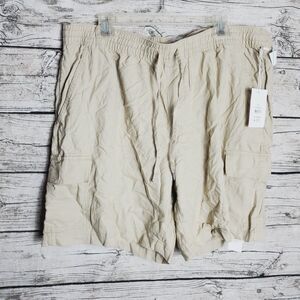 Free Assembly Khaki Linen Blend Cargo Shorts Size XL NWT